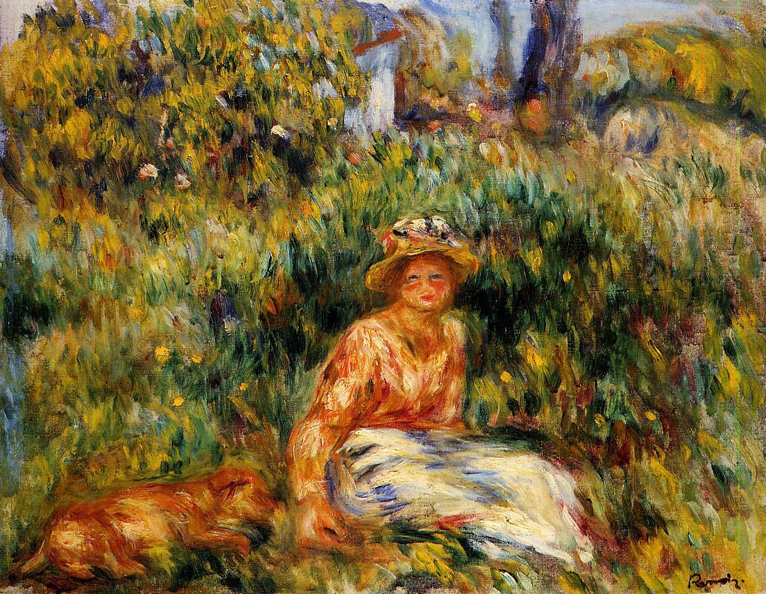 Young woman in a garden 1916